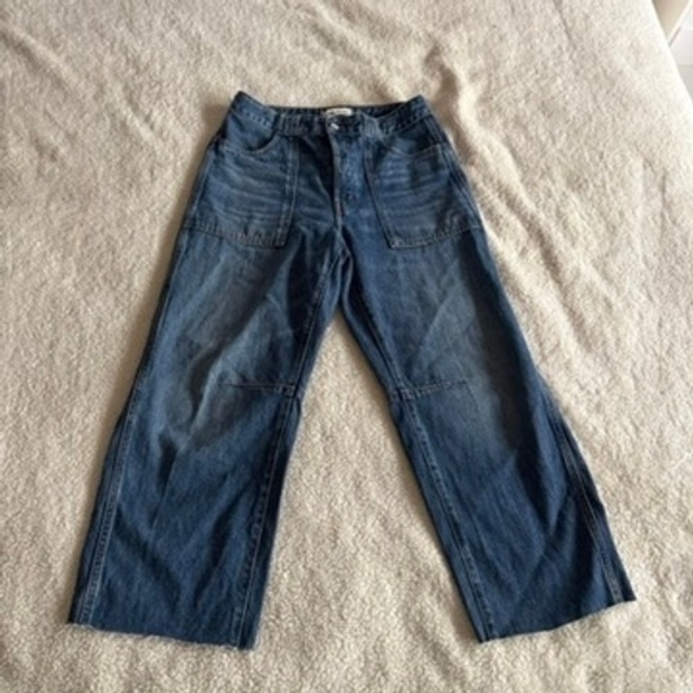 Madewell Curvy Darted Barrel-Leg Jeans Womens 27 Blue High Rise Rigid